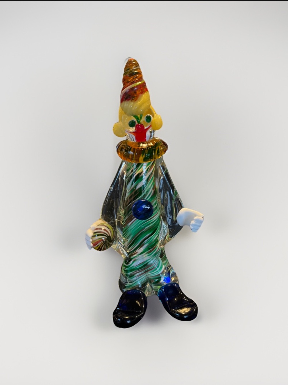 Rare Vintage Murano Circus Glass Clown 12” Trademark Sticker 12” Colorful READ